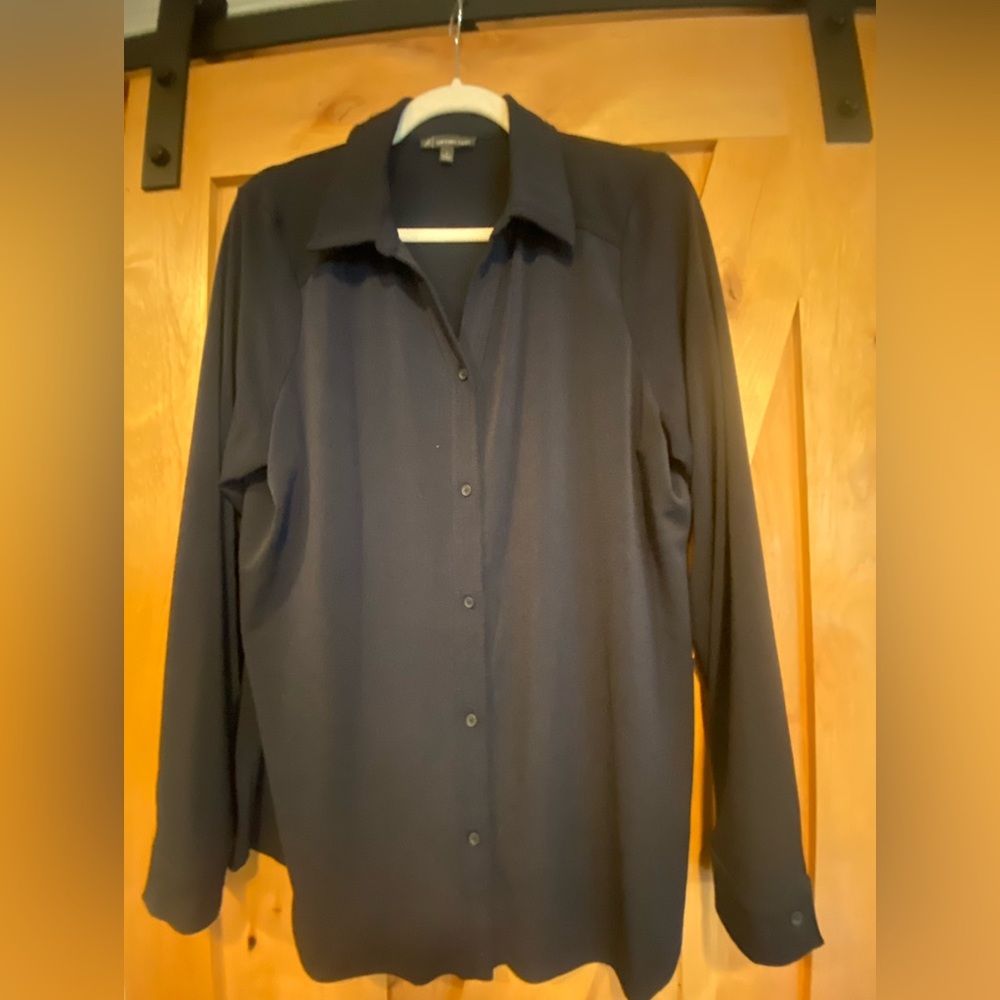 Adrianna Papell Women’s Dark Blue Button-Up Shirt
